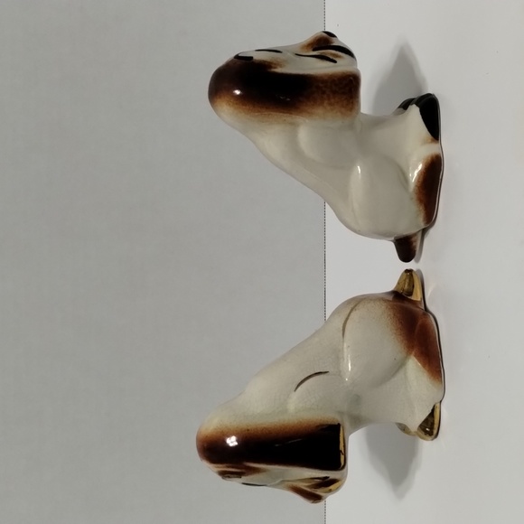 Vintage Japan MCM Porcelain Bassett Hound Dog Figurine Statue Set of 2 50s 60s - Picture 4 of 11